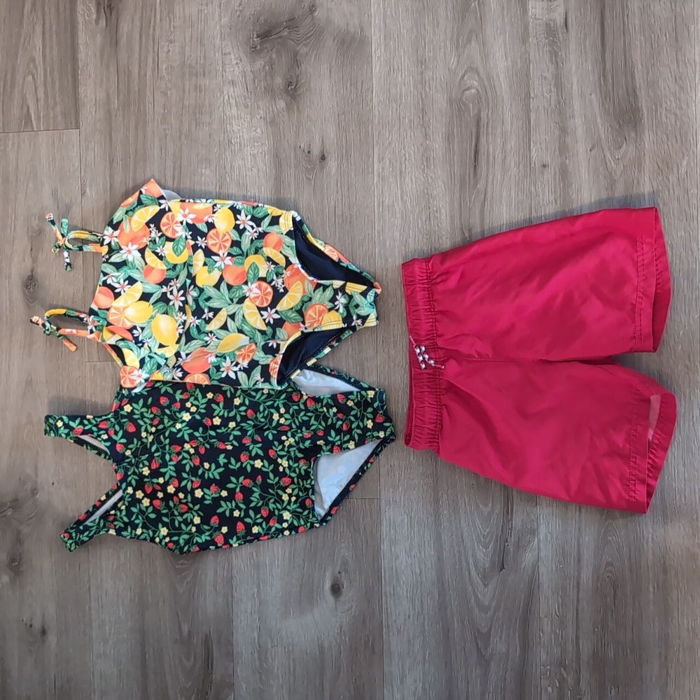 Toddler Swimsuits and Red Shorts Set